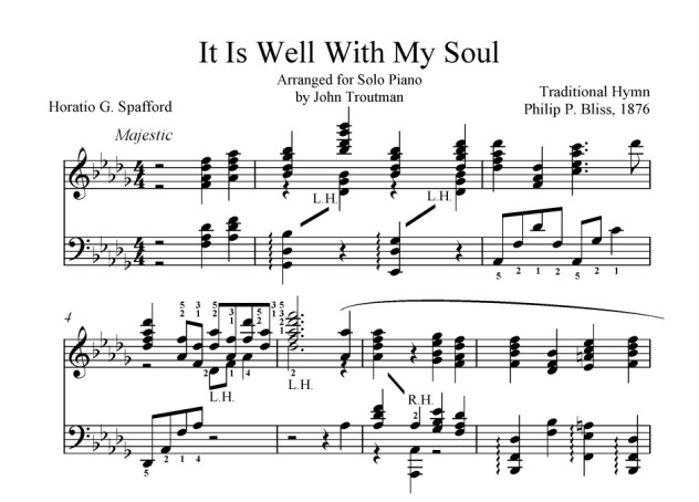 Piano Sheet Music – It Is Well With My Soul | John Troutman Piano